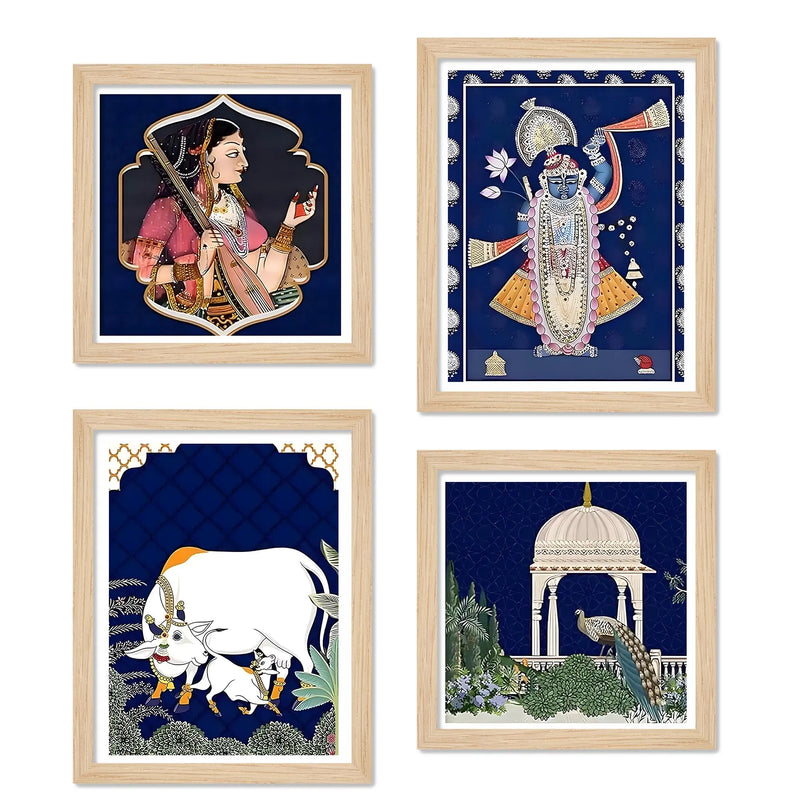 Classic Indian Wall Art Frame Set of 4 for Home Decoration