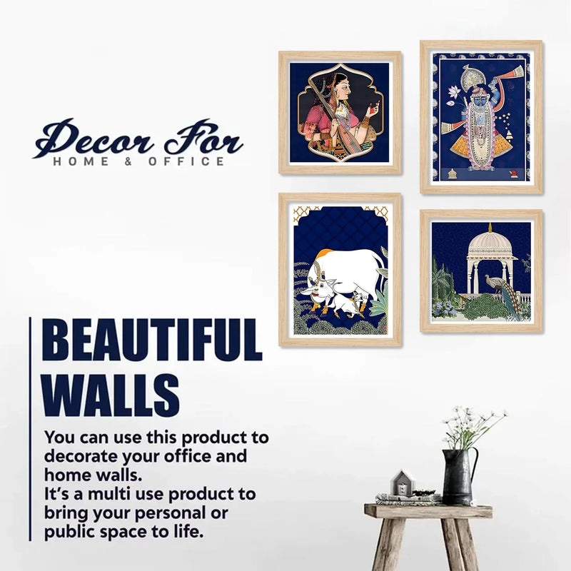Classic Indian Wall Art Frame Set of 4 for Home Decoration