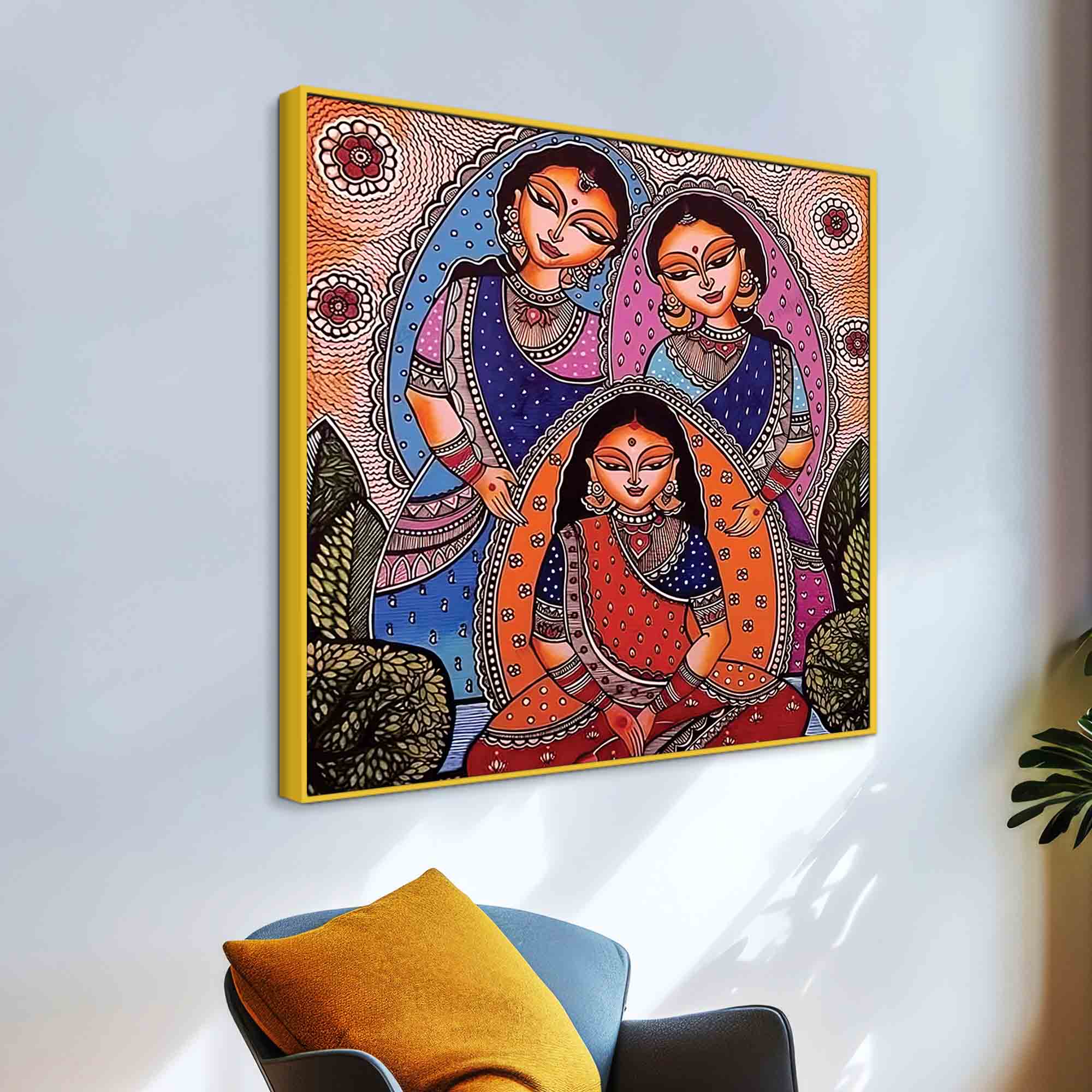Classic Indian Women Canvas Painting | Cultural Wall Décor