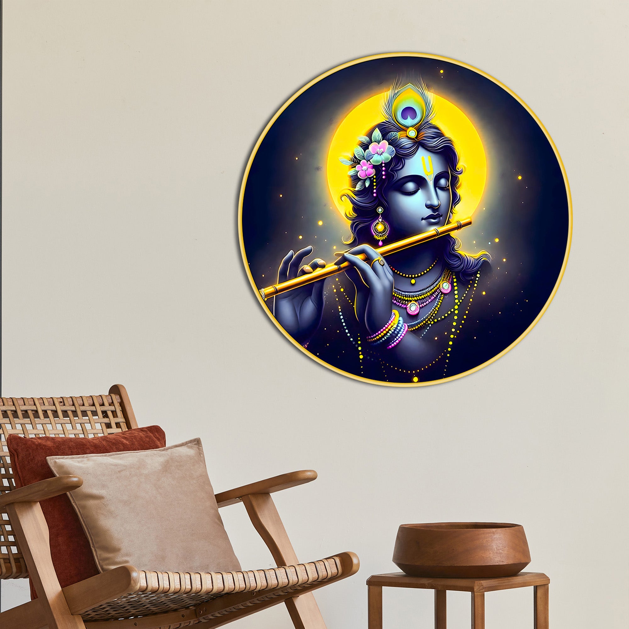 Classic Lord Krishna Round Painting