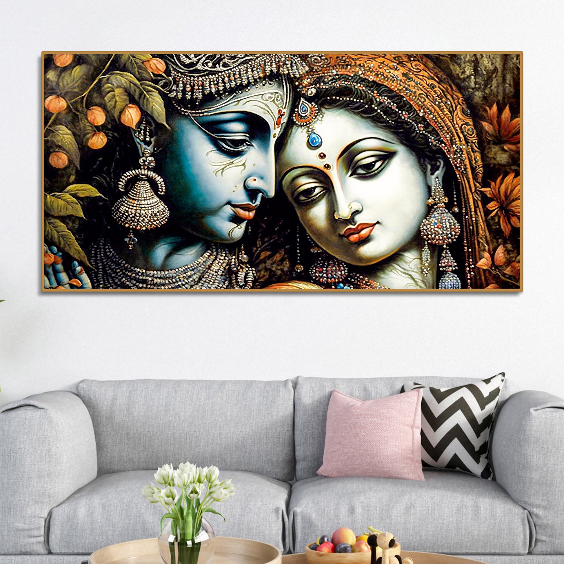 Classic Lord Radha Rani and krishna Canvas Wall Painting