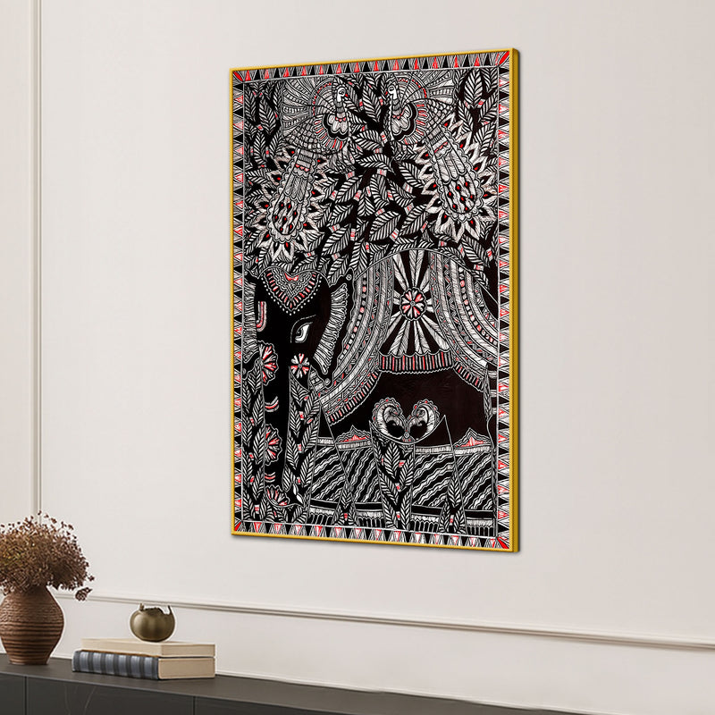 Classic Madhubani Canvas Painting for Artistic Indian Home Decor