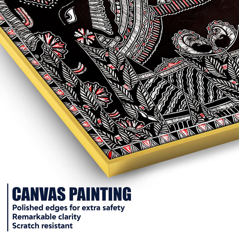 Classic Madhubani Canvas Painting for Artistic Indian Home Decor