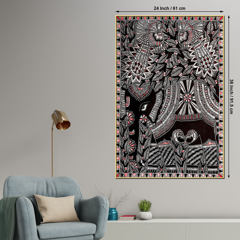 Classic Madhubani Canvas Painting for Artistic Indian Home Decor