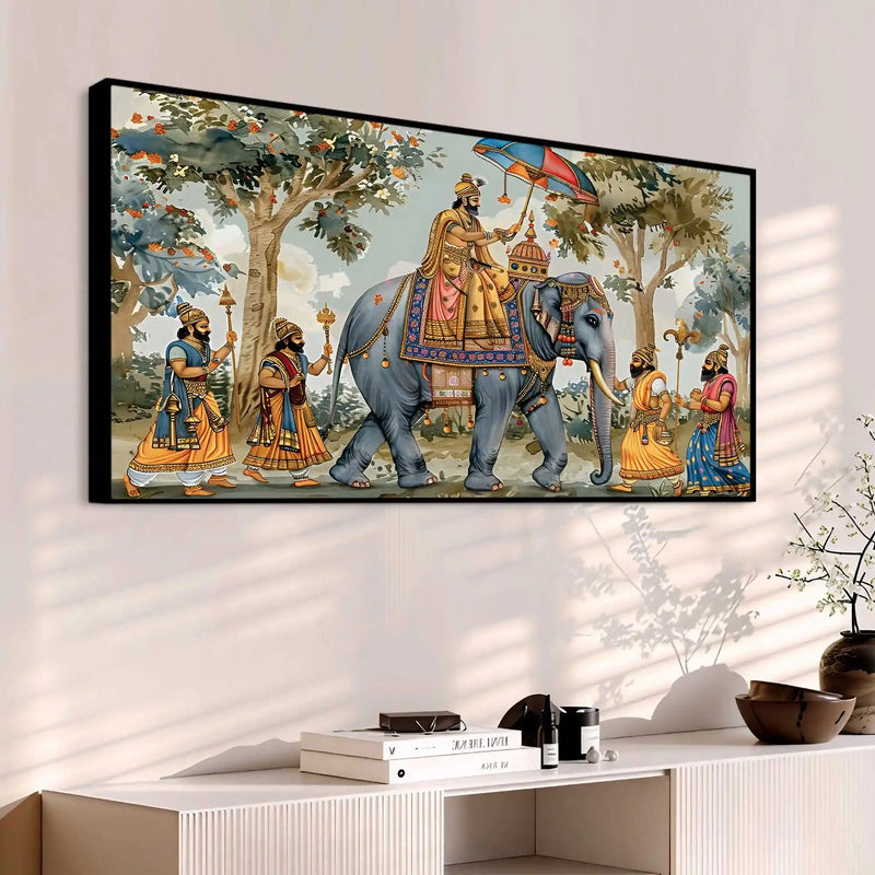 Classic Maharaja Elephant Ride Canvas Painting