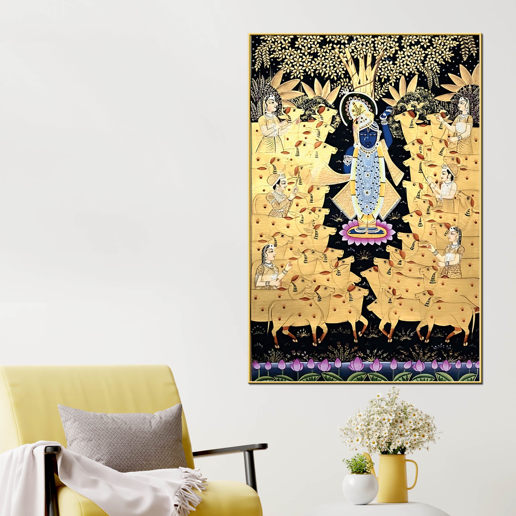 Classic Nathdwara Pichwai Shrinathji Canvas Painting | Hindu Spiritual Decor