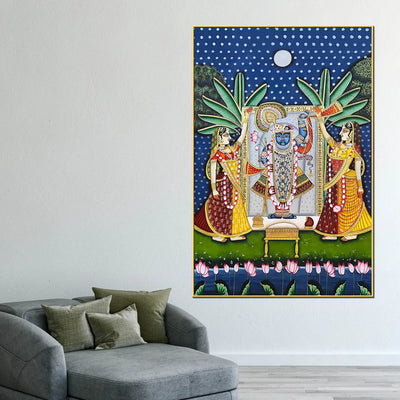 Classic Nathdwara Shreenathji Krishna Pichwai Canvas Wall Painting