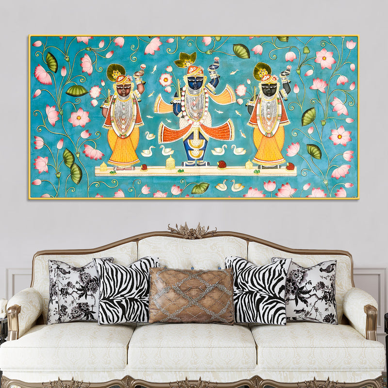 Classic Nathdwara Shrinathji Pichwai Painting on Canvas – Spiritual Decor