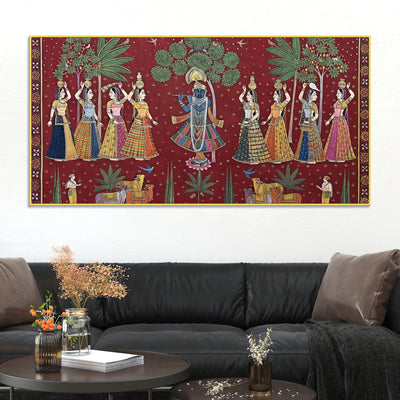 classic-nathdwara-style-shri-krishna-raas-leela-pichwai-canvas-wall-painting