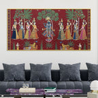 Classic Nathdwara Style Shri Krishna Raas Leela Pichwai Canvas Wall Painting