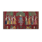 Classic Nathdwara Style Shri Krishna Raas Leela Pichwai Canvas Wall Painting