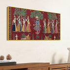 Classic Nathdwara Style Shri Krishna Raas Leela Pichwai Canvas Wall Painting