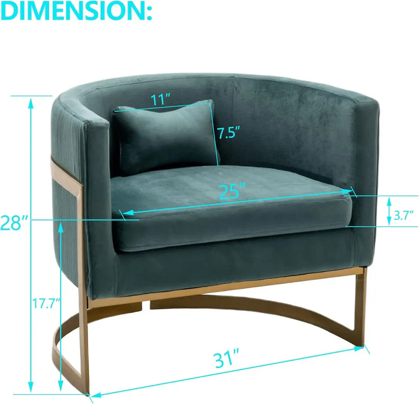 Luxury Modern Teal Armchair with Supportive Gold Base