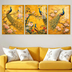 Classic Peacock and Blossom Floating Acrylic Wall Painting Set of 3