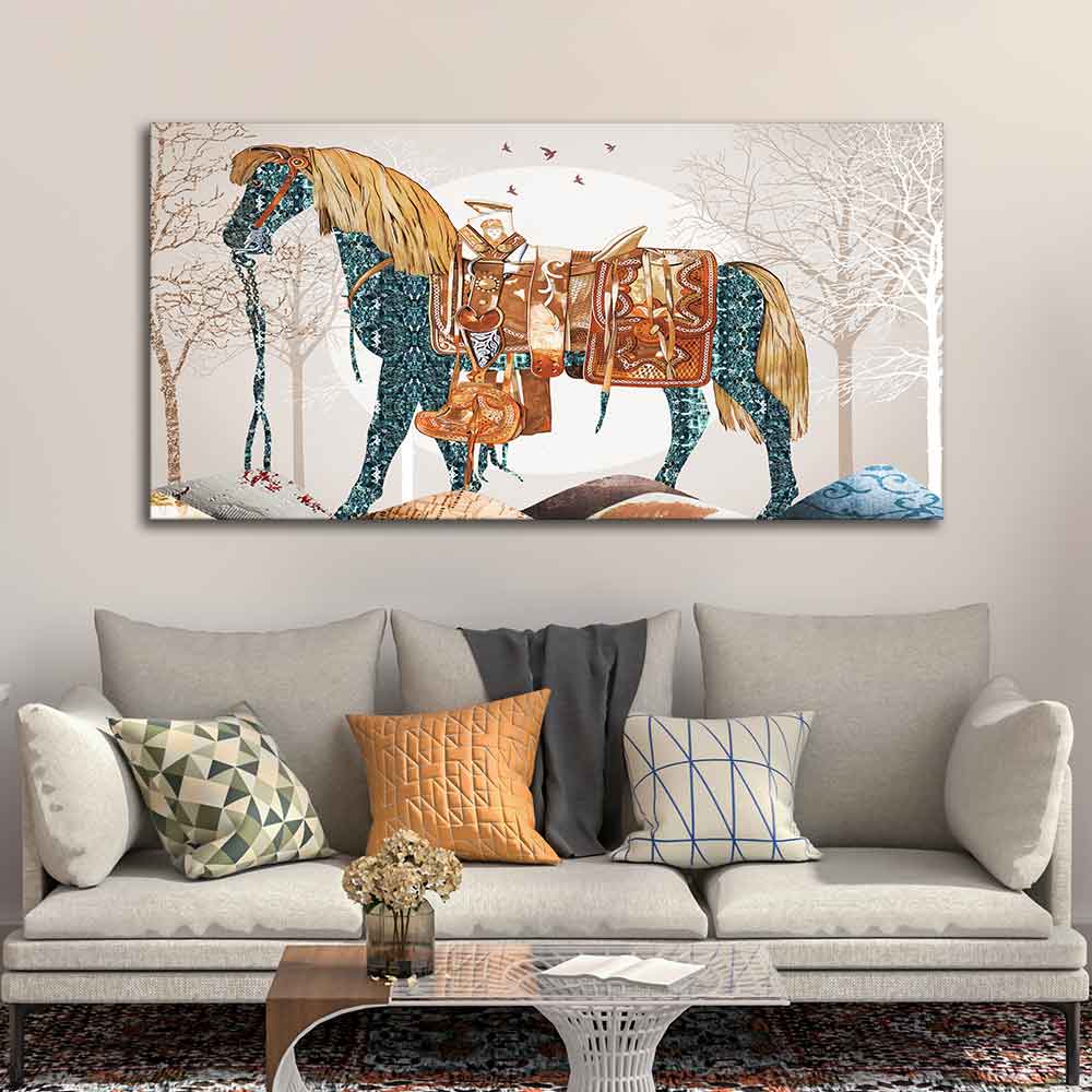 Classic Premium Quality Wall Painting of Patterned Horse