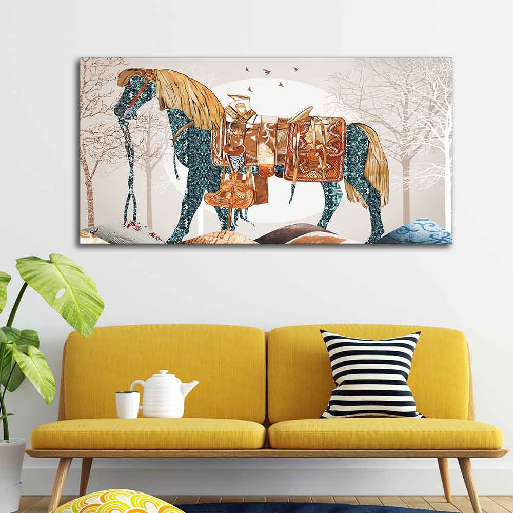 Classic Premium Quality Wall Painting of Patterned Horse