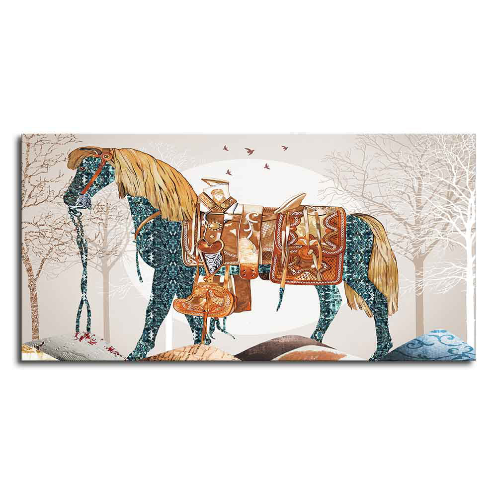 Classic Premium Quality Wall Painting of Patterned Horse