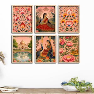Classic Rajasthani Artwork Wall Frame Set of Six