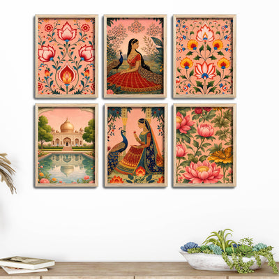 Classic Rajasthani Artwork Wall Frame Set of Six