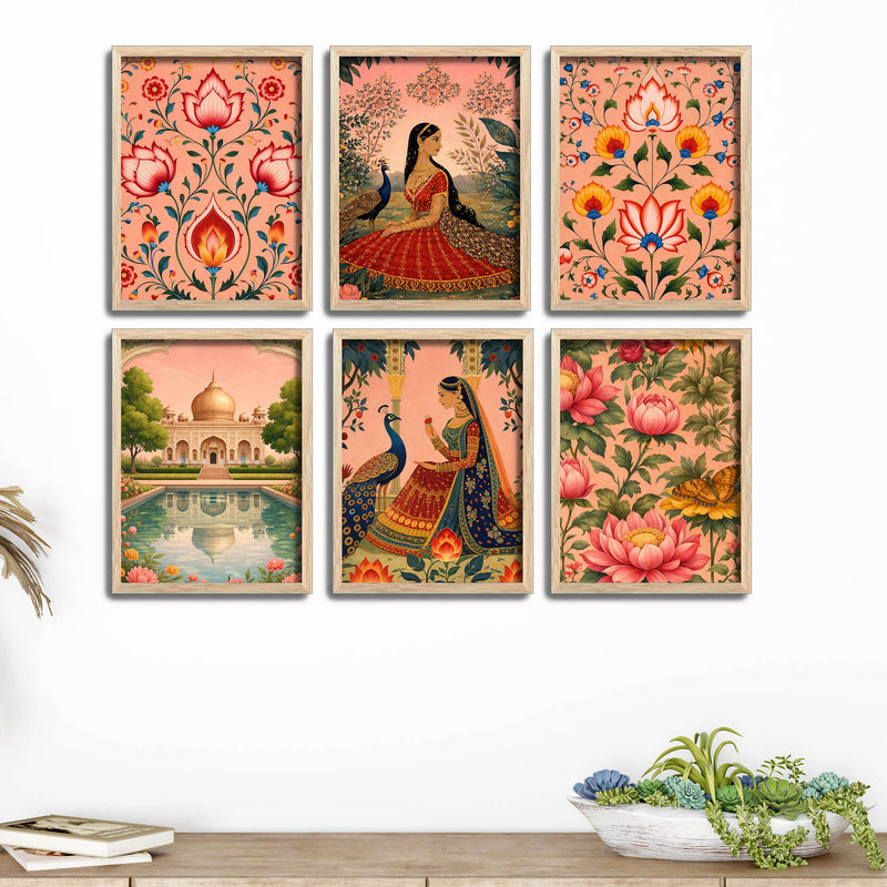 Classic Rajasthani Artwork Wall Frame Set of Six