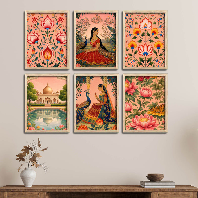 Classic Rajasthani Artwork Wall Frame Set of Six