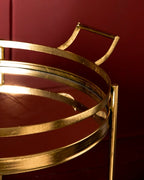 Classic Round Gold Bar Cart with Dual Handles