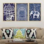 Classic Royal Elephant Canvas Wall Painting Set of Three