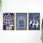 Classic Royal Elephant Canvas Wall Painting Set of Three