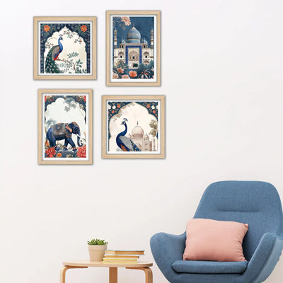 Classic Royal Mughal Wall Art Frame Set of 4