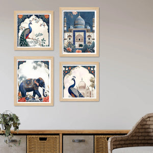 Classic Royal Mughal Wall Art Frame Set of 4