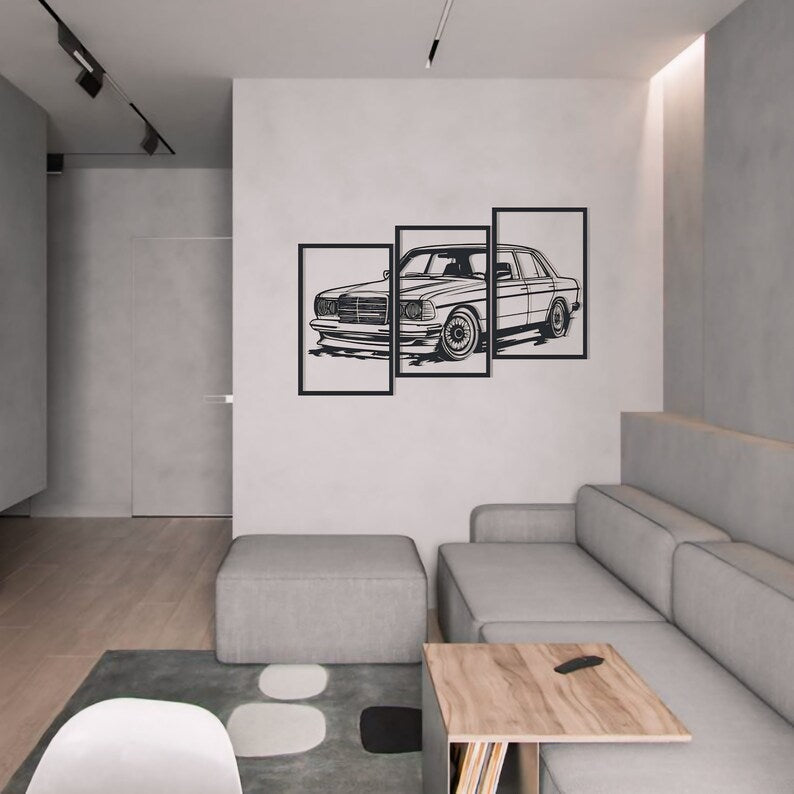 Classic Sedan Car Metal Wall Art 3 Panel Set