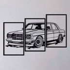 Classic Sedan Car Metal Wall Art 3 Panel Set