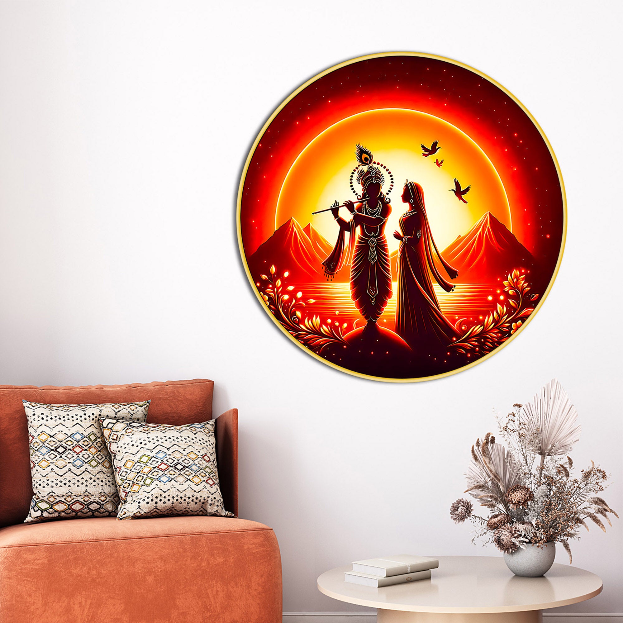 Classic Shri Radha Krishna Round Painting for Home Decor