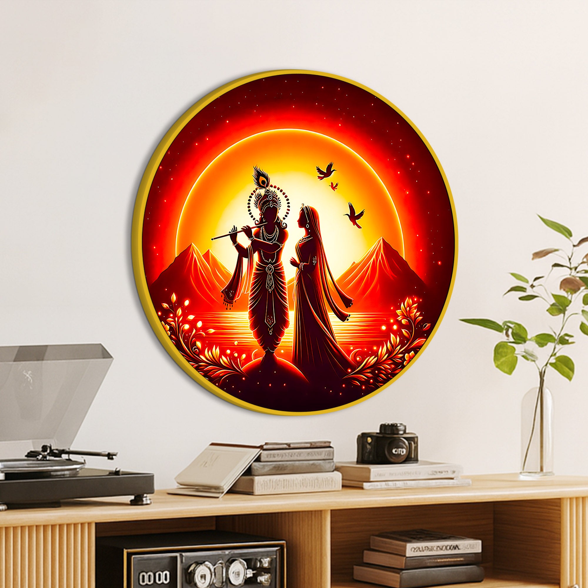 Classic Shri Radha Krishna Round Painting for Home Decor