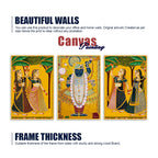 Classic Shrinath Ji Canvas Wall Painting Set of Three