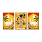 Classic Shrinath Ji Pichwai Wall Art Canvas Painting Set of Three