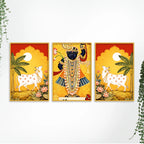 Classic Shrinath Ji Pichwai Wall Art Canvas Painting Set of Three