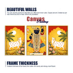 Classic Shrinath Ji Pichwai Wall Art Canvas Painting Set of Three