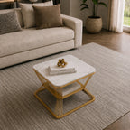 Classic Square Tethered Golden Metallic Table Set of 2