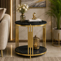 Classic Style Artistic Designer Golden Metal Finish Side Table