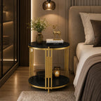 Classic Style Artistic Designer Golden Metal Finish Side Table