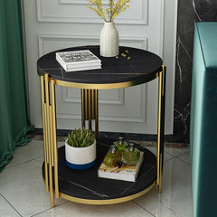 Classic Style Artistic Designer Golden Metal Finish Side Table