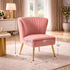 Classic Style Curved Back Pink Velvet Accent Chair