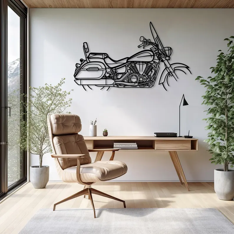 Classic Touring Bike Metal Wall Art for Living Room