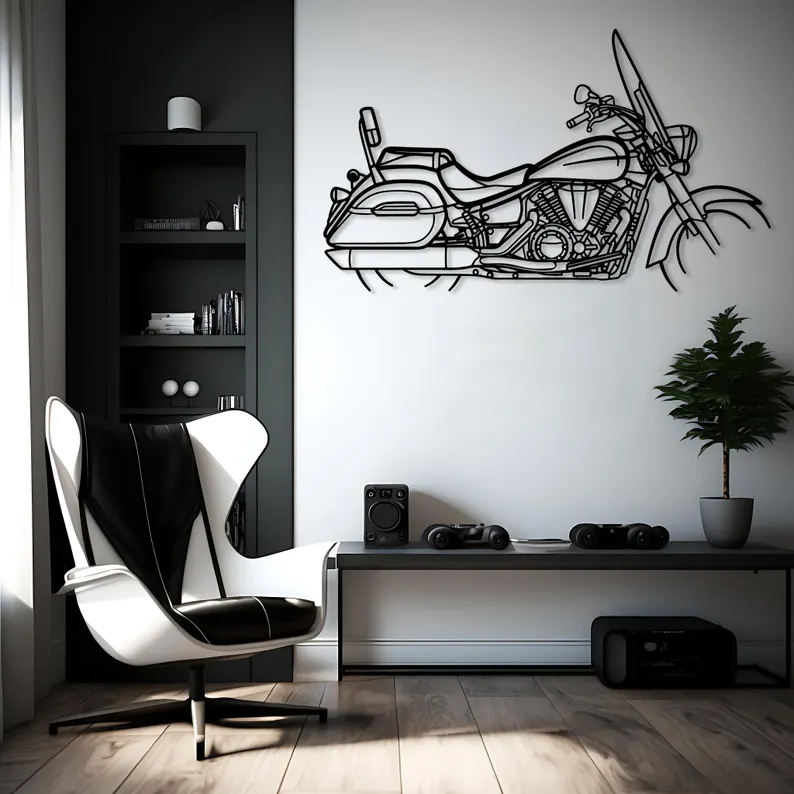 Classic Touring Bike Metal Wall Art for Living Room