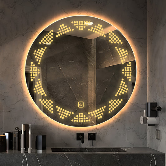 Classic Tringles Patten Shaped LED Rounded Shape Bathroom Wall Mirror