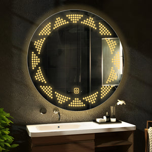 Classic Tringles Patten Shaped LED Rounded Shape Bathroom Wall Mirror