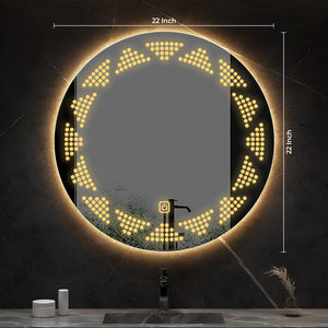 Classic Tringles Patten Shaped LED Rounded Shape Bathroom Wall Mirror