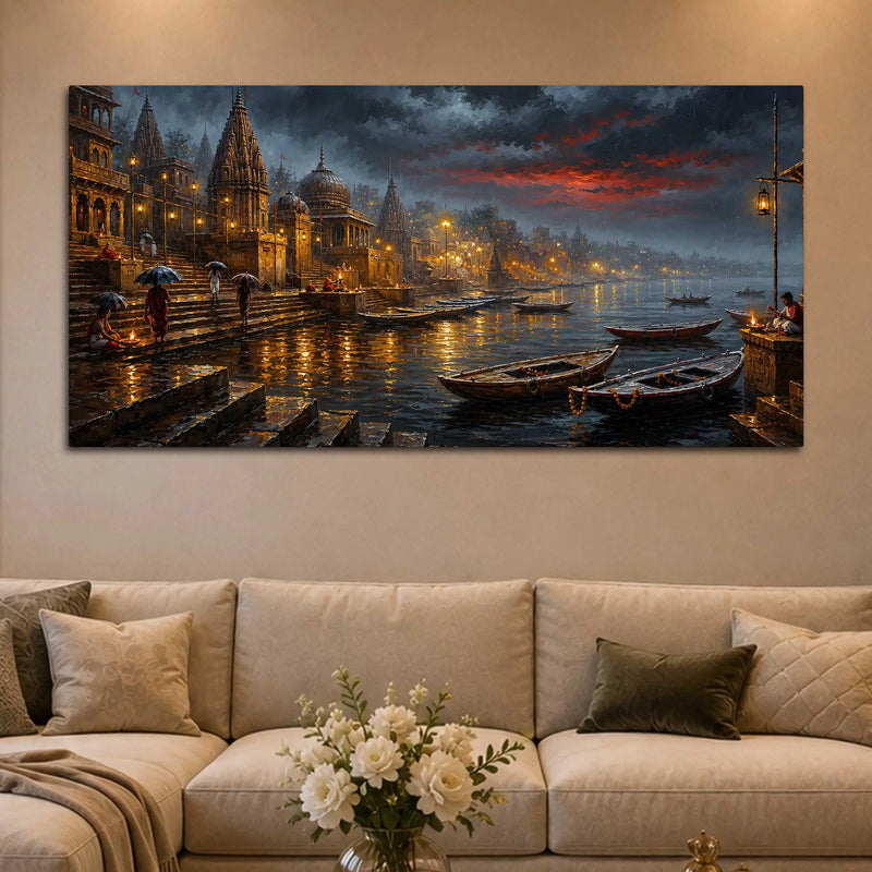 Classic Varanasi Riverside Painting for Hall Décor