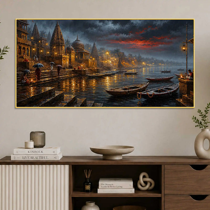 Classic Varanasi Riverside Painting for Hall Décor